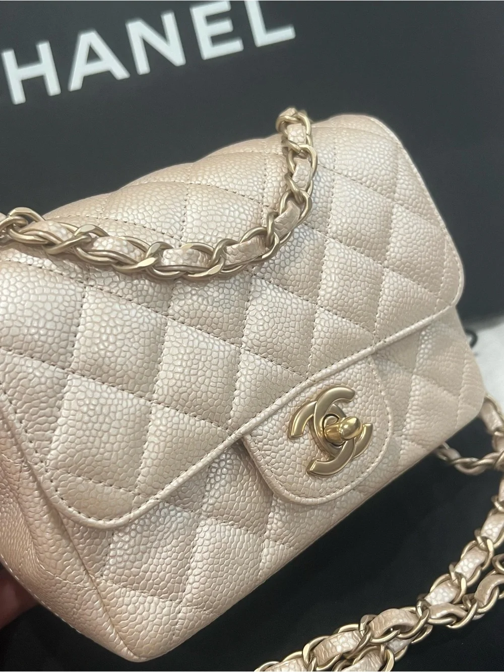 Rare🔥Chanel Classic Caviar Square Flap Bag GHW